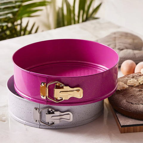 Karaca Süper Tortenform Set, 2 Teilig, Grau Fuchsia, 28-24 cm