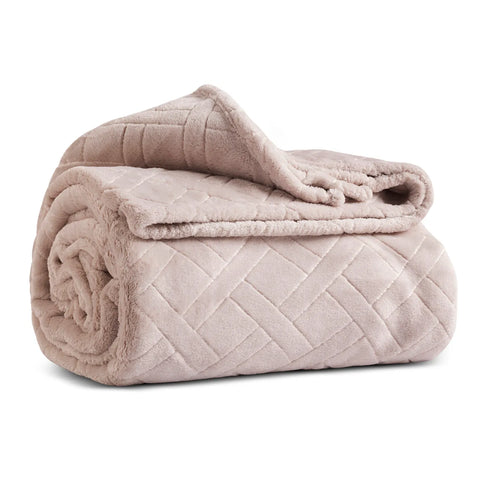 Karaca Elanor Flannel Emboss Wellsoft Doppel Decke, Elfenbein
