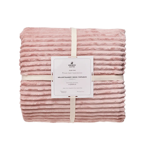 Karaca Ruby Stripe Wellsoft Doppel Decke, Rosa