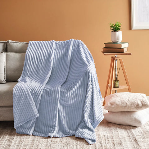 Karaca Ruby Stripe Wellsoft Doppel Decke, Blau