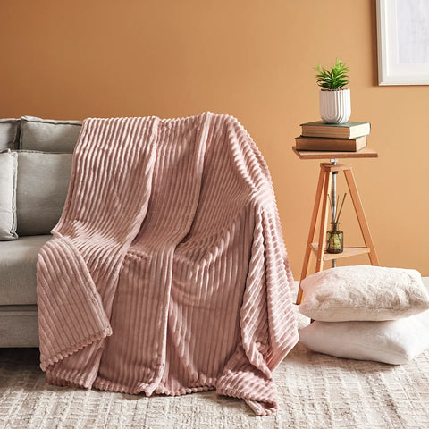 Karaca Ruby Stripe Wellsoft Einzel Decke, Rosa