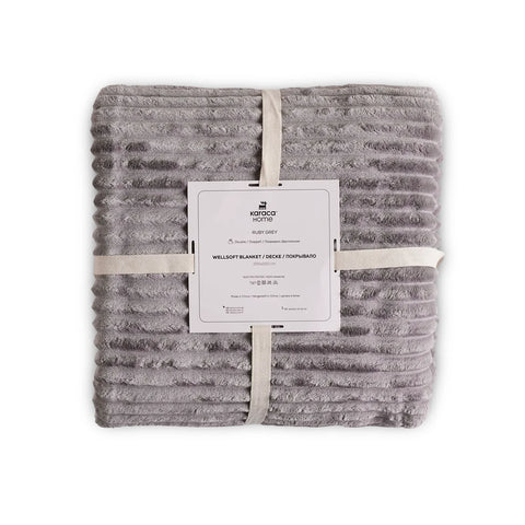 Karaca Ruby Stripe Wellsoft Einzel Decke, Grau