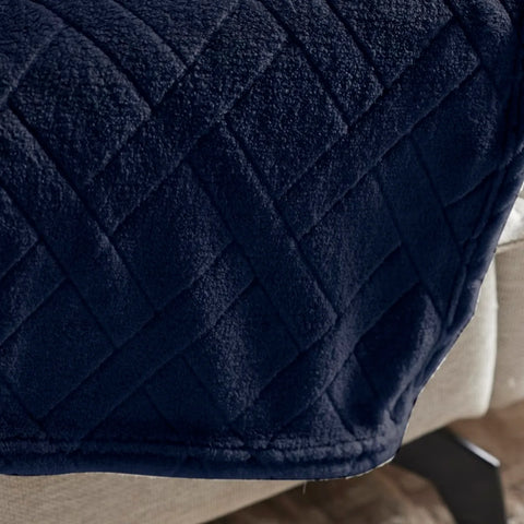 Karaca Elanor Flannel Emboss Wellsoft Doppel Decke, Dunkelblau