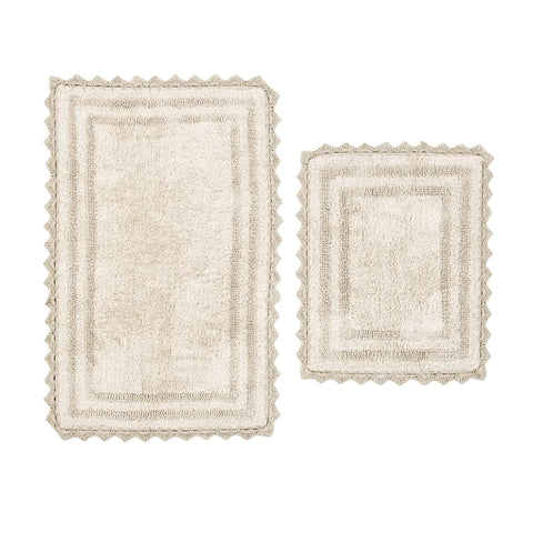 Karaca Frame Badematten Set, Baumwolle, Beige, 50x40-50x80 cm
