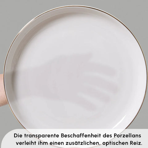 Karaca Favaro Streamline für 12 Personen Geschirrset, 56 Teilig, New Generation Bone, Gold 