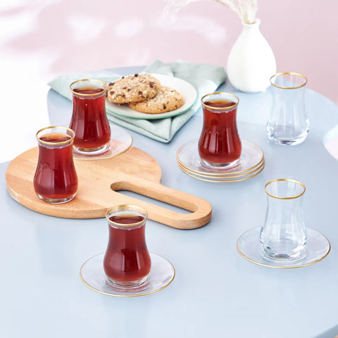 Karaca Kirke 6 Personen Tee Set, 12 Teilig, Gold