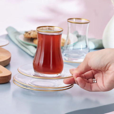 Karaca Kirke 6 Personen Tee Set, 12 Teilig, Gold