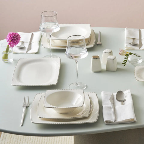 Karaca Glow 12 Personen Geschirrset, 57 Teilig, New Generation Bone