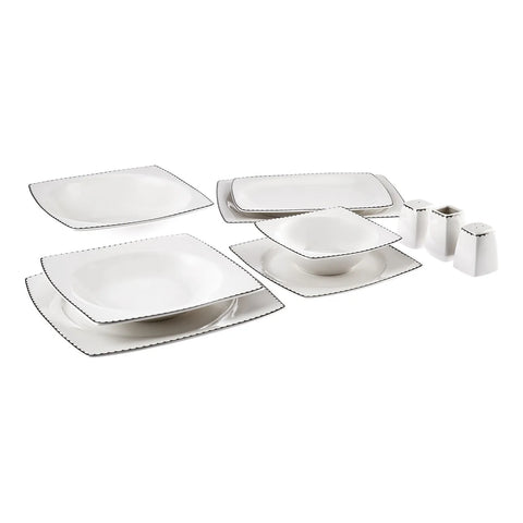Karaca Glow 12 Personen Geschirrset, 57 Teilig, New Generation Bone