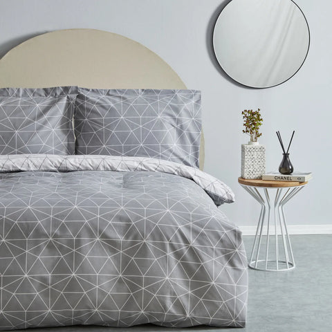 Karaca Home Colby Doppelbettbezug Set, 100% Baumwolle, Grau 