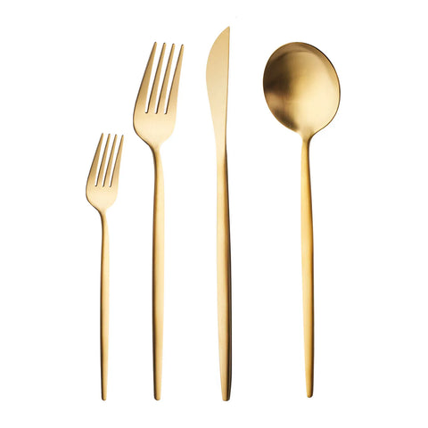 Karaca Bella Matte Gold Besteck Set für 6 Personen, 24 Teilig