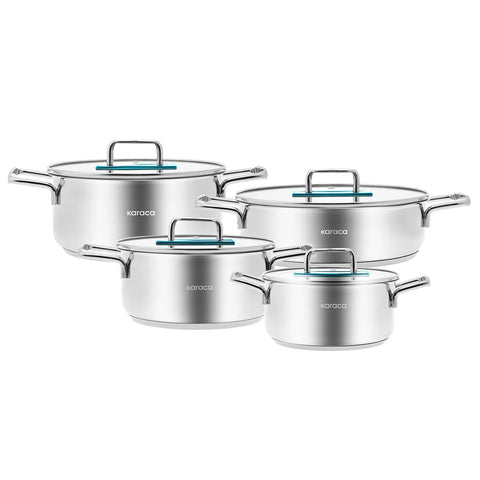 Karaca Arya Kochgeschirr-Set, 8 Teilig, Stahl, Blau