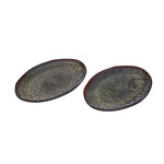 Karaca Galactic Reactive Glaze Servierteller-Set, 2 Teilig, Groß, Schwarz