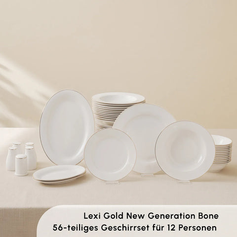 Karaca Lexi Gold 56-teiliges Tafelgeschirr-Set für 12 Personen