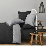 Karaca Home Basic Doppelseitig Doppelter Bettbezug, Schwarz Dunkel Grau