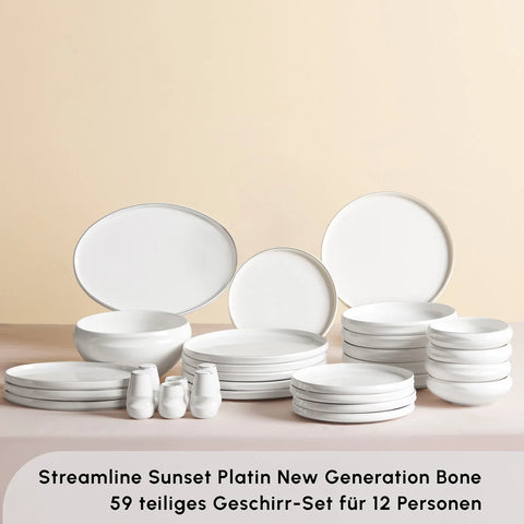 Karaca Red Carpet Collection Streamline Sunset Platinum 59-teiliges Geschirr für 12 Personen