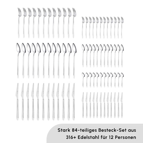 Karaca Stark 84 Teile 12 Personen 316+ Premium-Besteck-Set