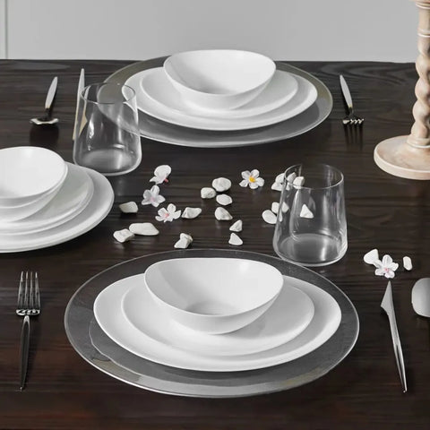 Karaca White Pure Geschirrset für 4 Personen, 12 Teilig, Opal Glas