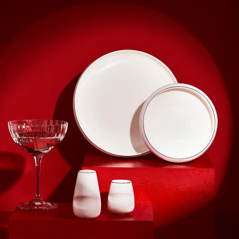 Karaca Red Carpet Collection Streamline New Sunset Gold für 12 Personen Geschirrset, 59 Teilig, New Generation Bone