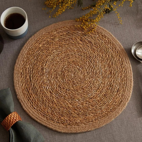 Karaca Boho Tischset aus Seegras und Jute, 37 cm