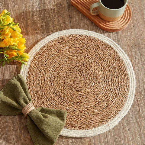 Karaca Luka Tischset aus Seegras und Jute, 37 cm, Ekru