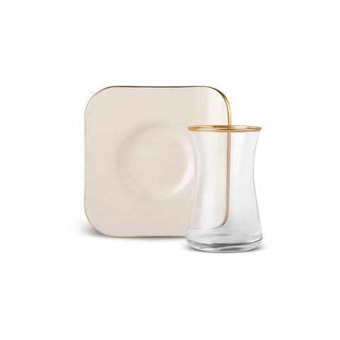Karaca Retro Creme 6 Personen Platz Teetasse Set, 12 Teilig