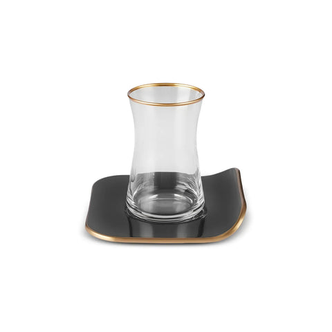 Karaca Retro Schwarz 6 Personen Platz Teetasse Set, 12 Teilig