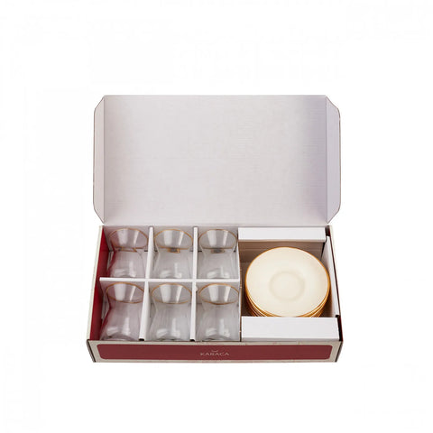 Karaca Retro Beige Teeservice für 6 Personen