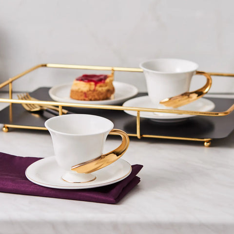 Karaca Elenor Doppel-Kaffeetassen-Set für 2 Personen, 120 ml