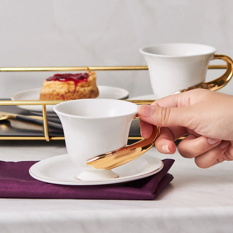 Karaca Elenor Doppel-Kaffeetassen-Set für 2 Personen, 120 ml