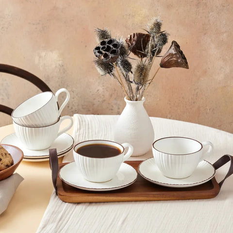 Karaca Rhein Teetasse Set für 4 Personen, 8 Teilig