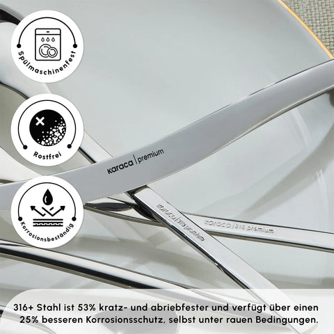Karaca Dora 316+ Premium 84 Teiliges Für 12 Personen Besteck Set