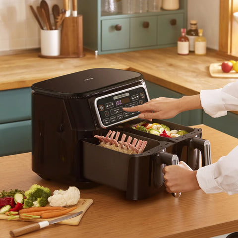 Karaca Air Cook Duo Hausmannskost XXXL 8 Liter Airfryer, Black Chrome, 8 Personen, 2500W