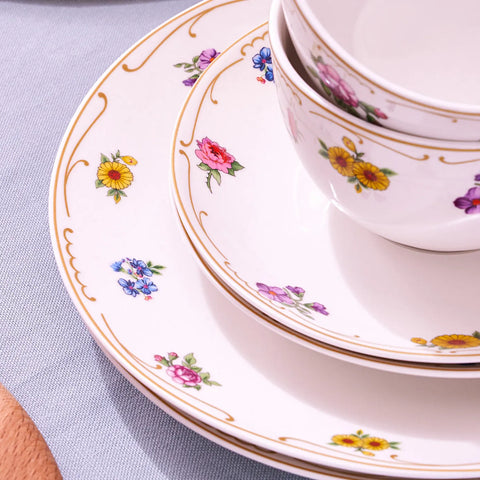 Karaca Natty 6 Personen Frühstücksset und Servierschalen, 26 Teilig, New Generation Bone