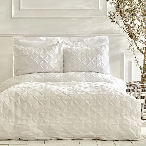 Karaca Home White Collection Castello Doppel Dotted Bettbezug Set, Weiß, 100% Baumwolle 