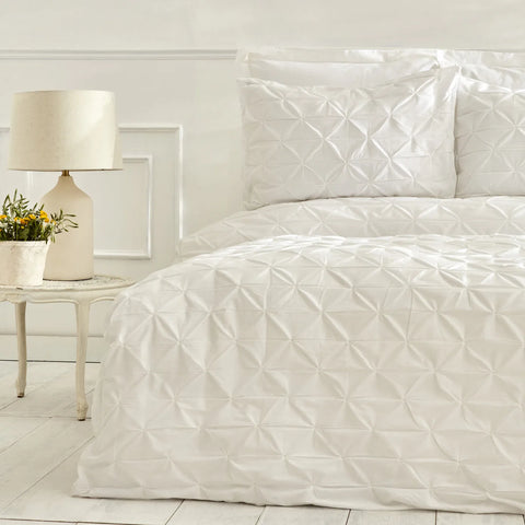 Karaca Home White Collection Castello Doppel Dotted Bettbezug Set, Weiß, 100% Baumwolle 