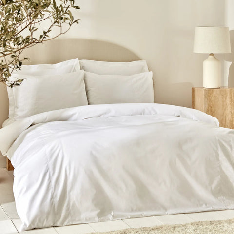 Karaca Home White Collection Puff 100% Baumwolle Doppel Bettbezug Set Weiß