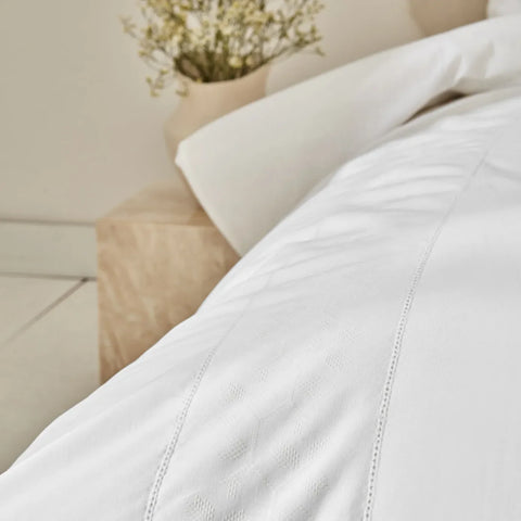Karaca Home White Collection Puff 100% Baumwolle Doppel Bettbezug Set Weiß