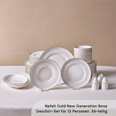 Karaca Streamline Nefeli Gold 12 Personen Geschirrset, 56 Teilig