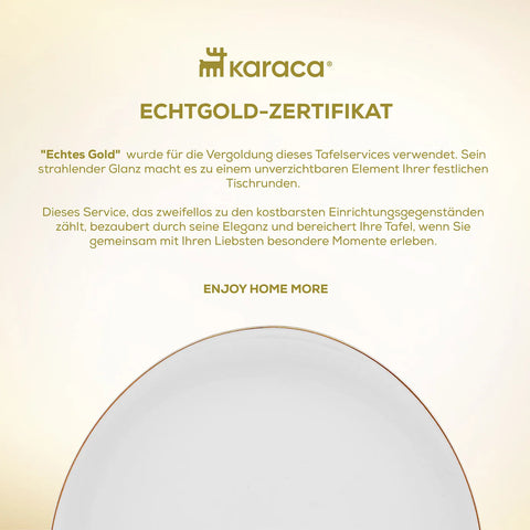 Karaca Streamline Middle Frühstücksset und Servierschalen, 34 Teilig, Porzellan, Gold