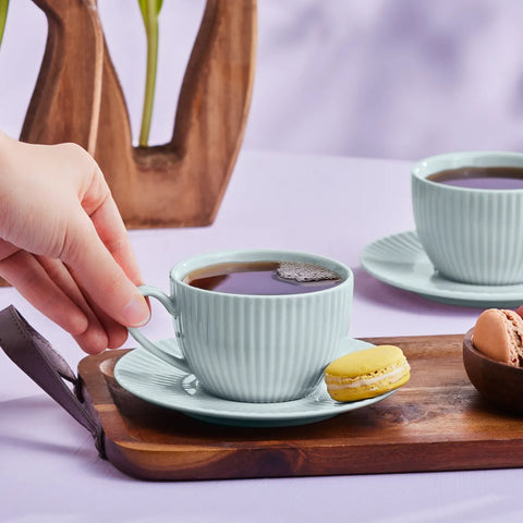 Karaca Seashell Zephyt Teetasse für 6 Personen, Blau, 200 ml