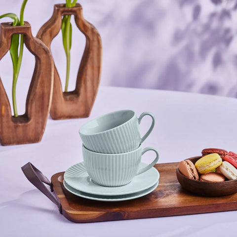 Karaca Seashell Zephyt Teetasse für 6 Personen, Blau, 200 ml