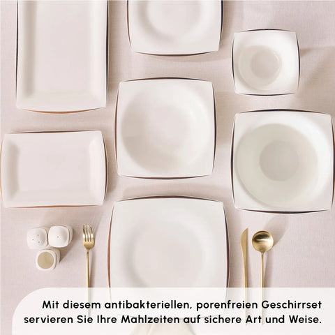 Karaca Fine Pearl New Agate 58-Teiliges 12-Personen Geschirrset Gold