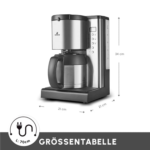Karaca Coffee Art Aroma Edelstahl Thermos Filterkaffeemaschine, 1000W