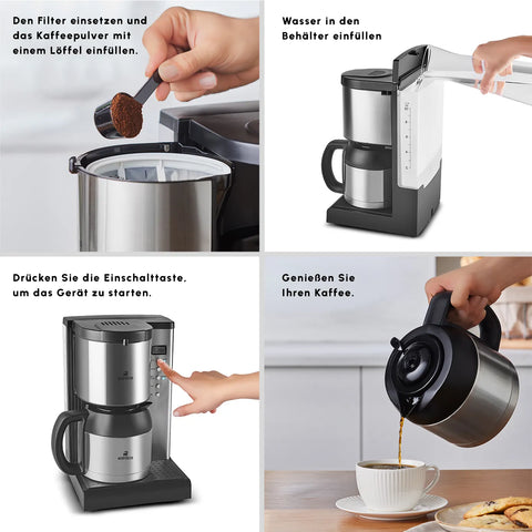Karaca Coffee Art Aroma Edelstahl Thermos Filterkaffeemaschine, 1000W