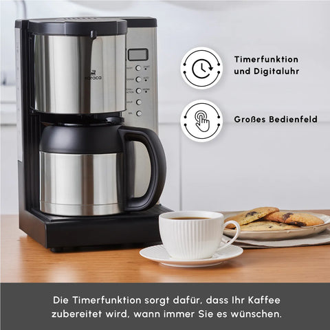 Karaca Coffee Art Aroma Edelstahl Thermos Filterkaffeemaschine, 1000W