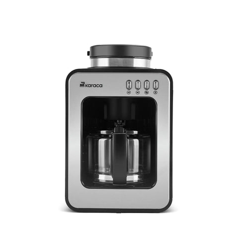 Karaca Grindmaestro Filter-Kaffeemaschine mit Eingebaute Kaffeemühle, 0,5L, 600W, Inox