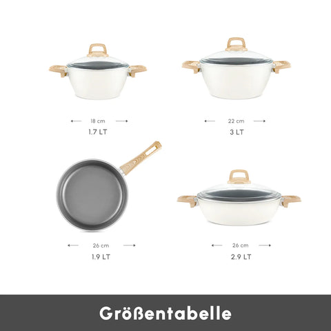 Karaca Swiss Crystal 7-teiliges Kochtopfset, Induktion Basiert, Creme