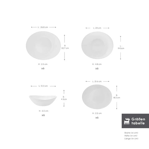 Karaca White Pure 24 Teilige Für 6 Personen Tafelservice Glas