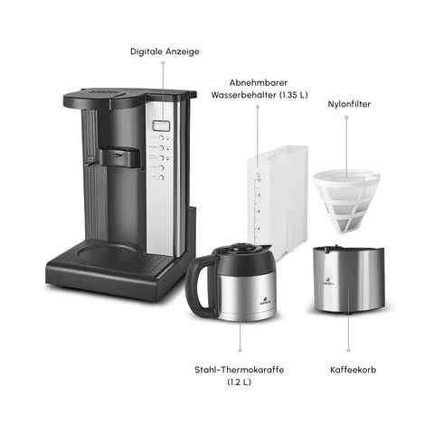 Karaca Coffee Art Aroma Edelstahl Thermos Filterkaffeemaschine, 1000W